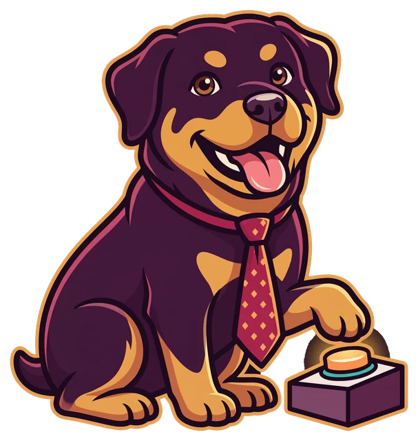 Mascot: Velvet sitting in her tie, paw on a glowing arcade button.